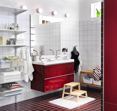 Baño rojo Ikea